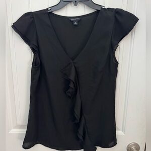 Banana Republic Black Flutter Sleeve Blouse women’s sheer medium B